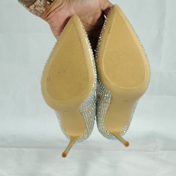 Elisabet Tang Women’s Crystal Rhinestone Pointed Toe Stiletto Heels Size 10 - Picture 4 of 8